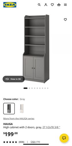 IKEA HAUGA High Cabinet with 2 Doors, Gray