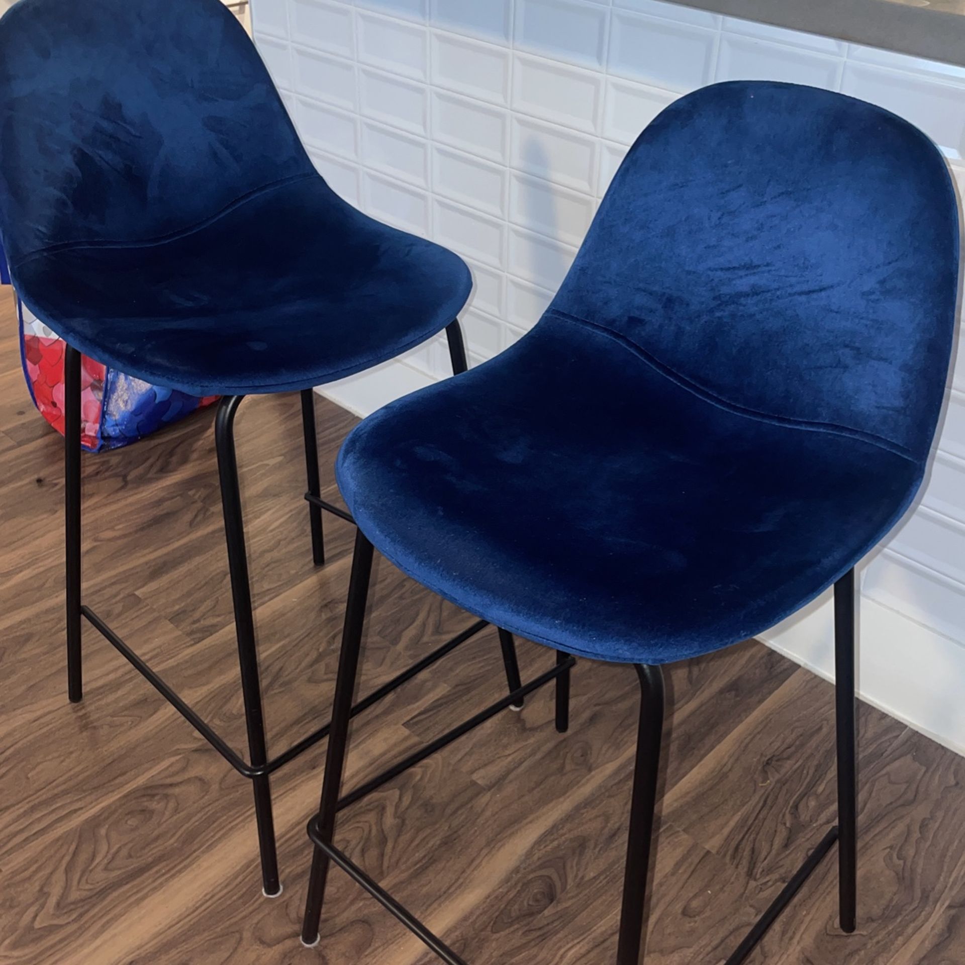 Blue Velvet Bar Stools For Sale 