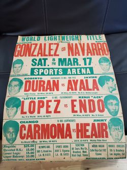 Super Rare Roberto Duran vs Ayala On Site Poster
