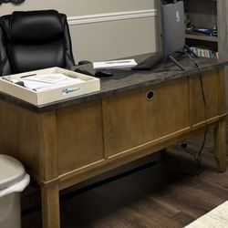 Natural Wood Granite Top Desk 