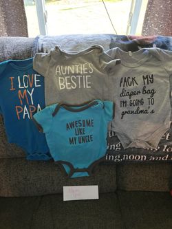 6 onesies all with different sayings