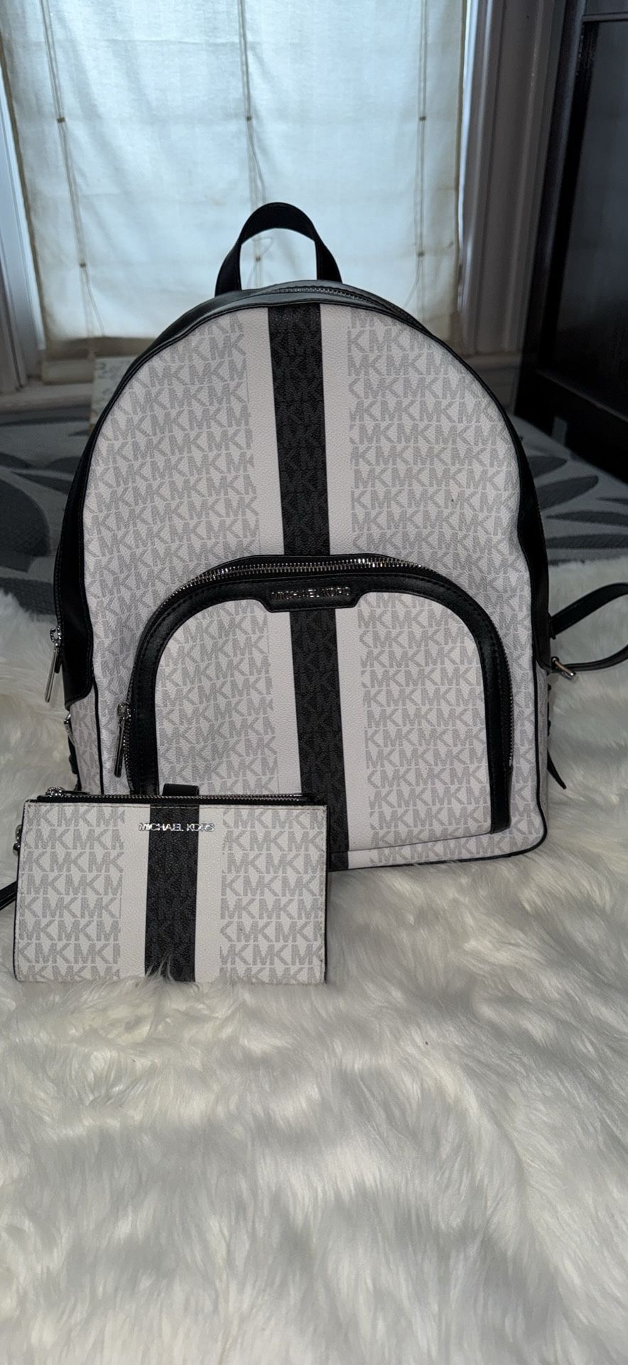 Michael Kors Jaycee Double Zipper Backpack AND Double Zipper Wristlet