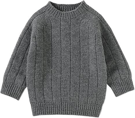 PATPAT Toddler Baby Boy Winter Sweater Cute Warm Knit Sweater Long Sleeve Crewneck Sweatshirts 7-8Y