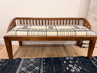 Beautiful Wood Bench with Upholstered Cushion Seat