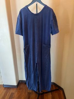 Navy Blue Short Sleeve Maxi Jumpsuit
