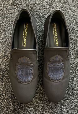 Giovani Conti Authentic Black Suede Logo Men’s Italian Loafers