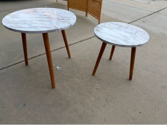 Faux marble side tables