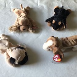 Four Dog Beanie Babies