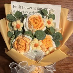 Yellow Crochet Flower Bouquet 