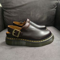 Dr Martens Laketen Atlas Brown Leather Platform Clogs Mule Sandals Men 10 / W 11