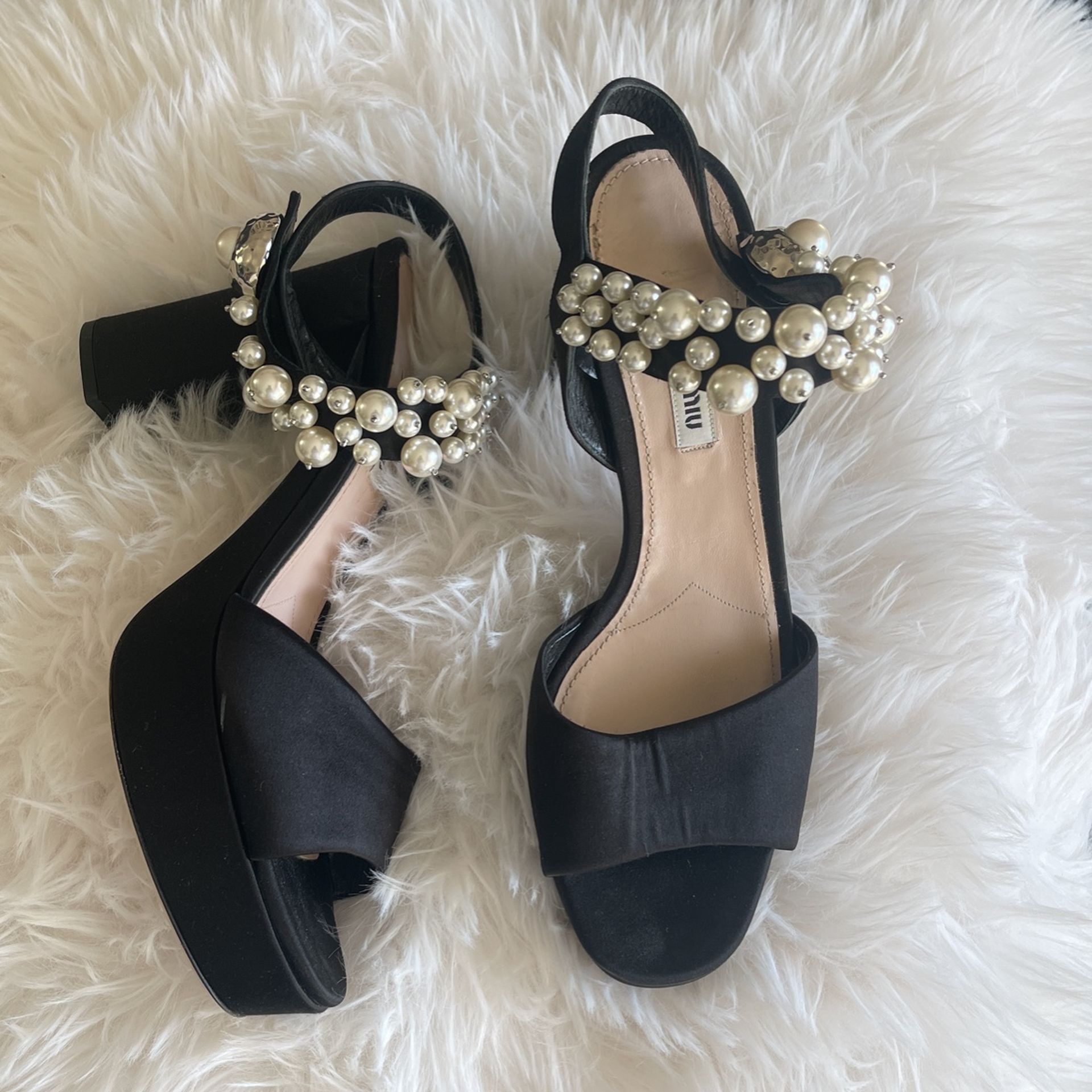 Miu Miu Pearl Embellish Sandal