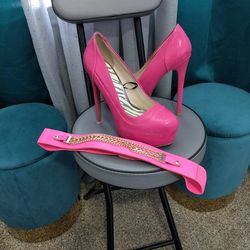 Hot Pink High Heels /( Free Gift Belt)