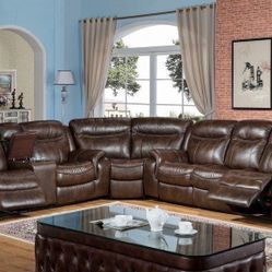 Premium Leather 3pc Sectional With Reclining Seats $1600
