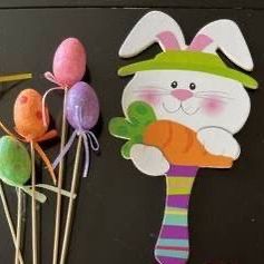 Easter Crafting Materials - Glitter Egg Picks, Bunny Cutout