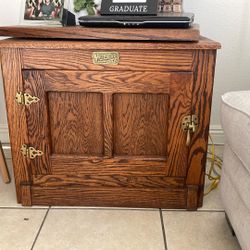 Vintage White Clad Oak Wood  Nightstands Cabinet Chest End Table 