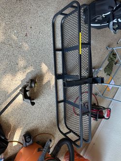 Folding trailer hitch cargo carrier w/ bag