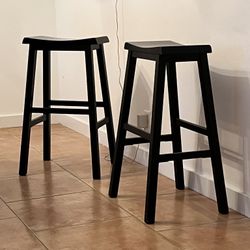 Pair Tall Bar Stools Wood