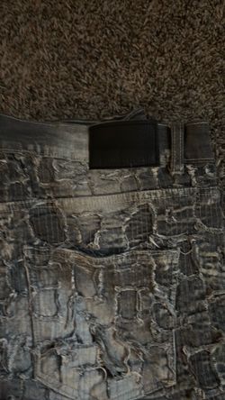 Stacked denim jeans