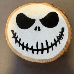 Hand Painted Double Sided Jack Skellington Wood Slice
