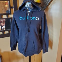 BURTON NAVY BLUE HOODED FULL ZIP SWEATSHIRT!