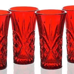 Dublin Shannon Red Crystal Vodka Shooters by Godinger Set of 6 Discontinued New