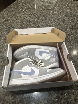 Nike Air Jordan 1 Mid Wolf Grey Aluminum AJ1 Wo Shoes BQ6472-105 Women's Shoes