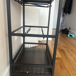 Black/Brown Rolling Bar Cart