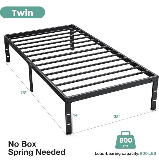  Twin Bed Frame - Heavy Duty Metal Platform Bed Frames Twin Size with Storage Space Under Frame