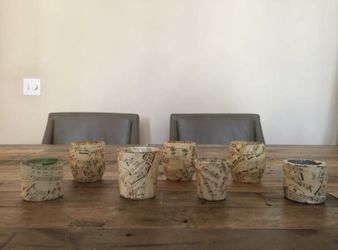 7 Music Sheet Covered Votive Candle Holders