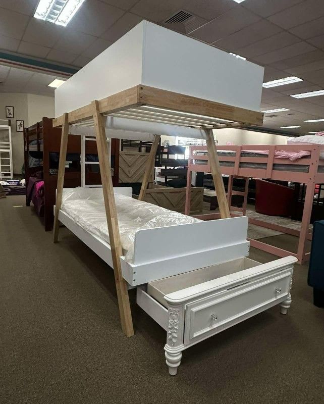 White Wood Bunk Bed