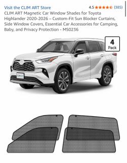 CLIM ART Magnetic Car Window Shades – Toyota Highlander 2020-2026
