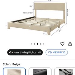QUEEN low profile bed frame beige