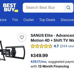 Full Motion TV Wall Mount 42-90 Inches