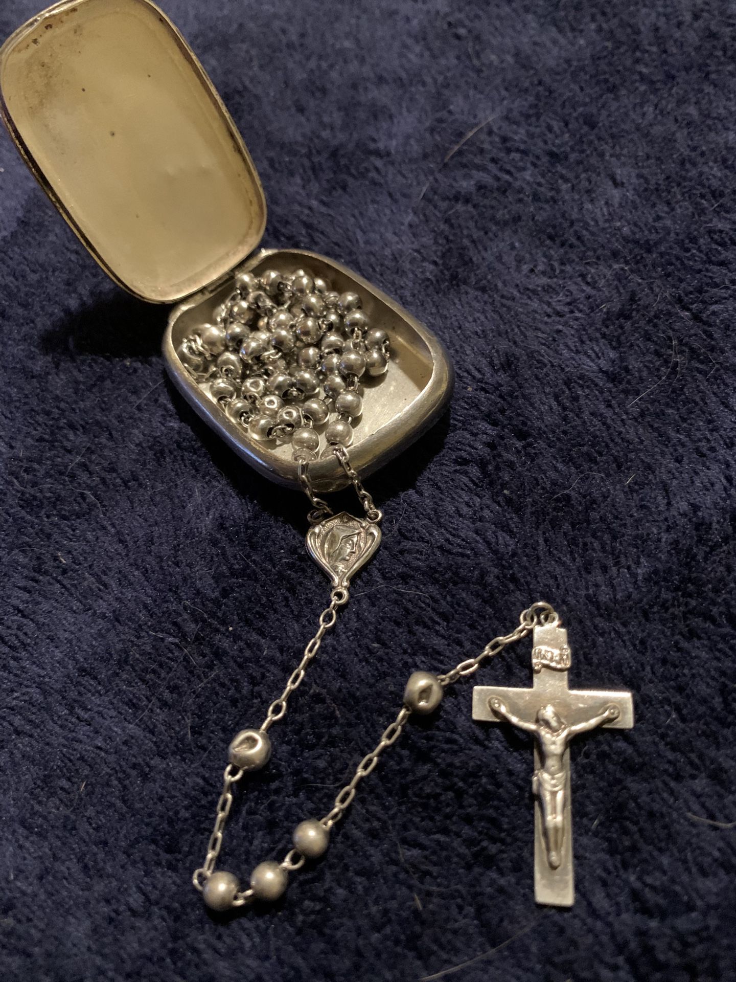 Vintage 1920’s Beaded Sterling Silver Rosary By Bliss brothers Co