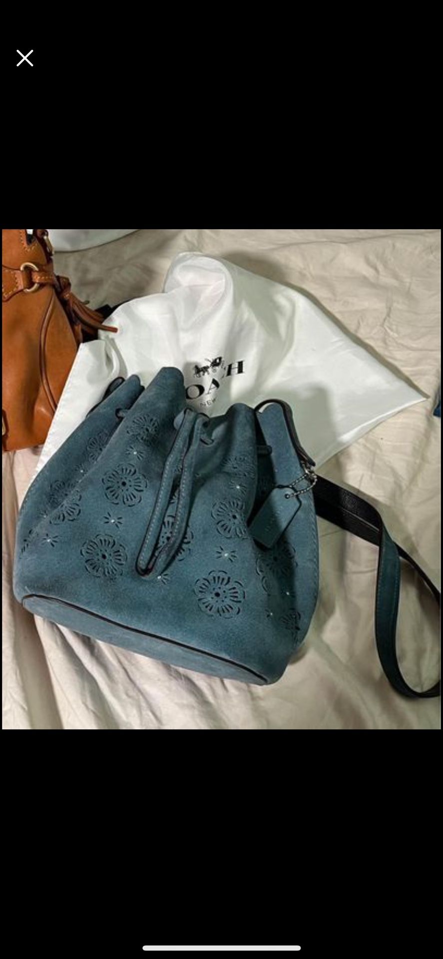Coach Suede Blue Bucket Bag 