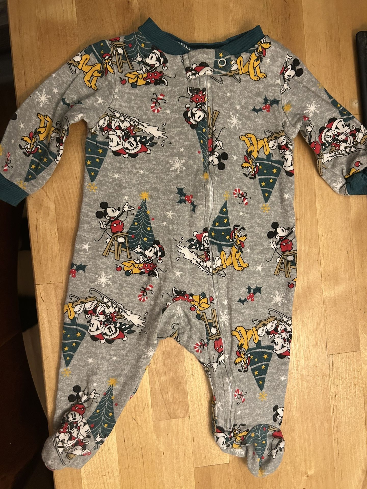 Grey and red Disney Mickey Mouse Christmas sleeper for baby
