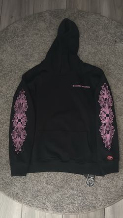 pink on black chrome heart zip up