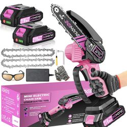Mini Chainsaw,Portable Electric Pink Mini Chainsaw Cordless,Handheld  Chainsaw for Tree Branches,Courtyard, Household and Garden,By 2PCS 20V  1500mAh Ba for Sale in Chino, CA - OfferUp