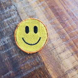 New Smiley Face Emoji Sew On Embroidered Patch Size: 1 3/4" By 1 3/4"