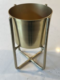 Decorative Gold Metal Planter & Stand - New!