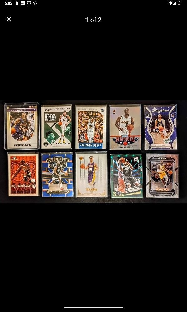 NBA Michael Jordan Kobe Bryant LeBron James And All Time Legends 10 Card Lot.