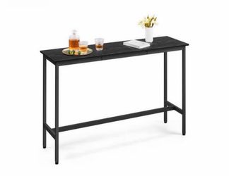 Bar Table, Narrow Long Kitchen Dining Table, Sturdy Metal Frame, Industrial, 15.7 × 55.1 x 35.4 Inches, Ebony Black and Ink Black