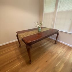 Solid Wood Dining Table W/ Extended Center 