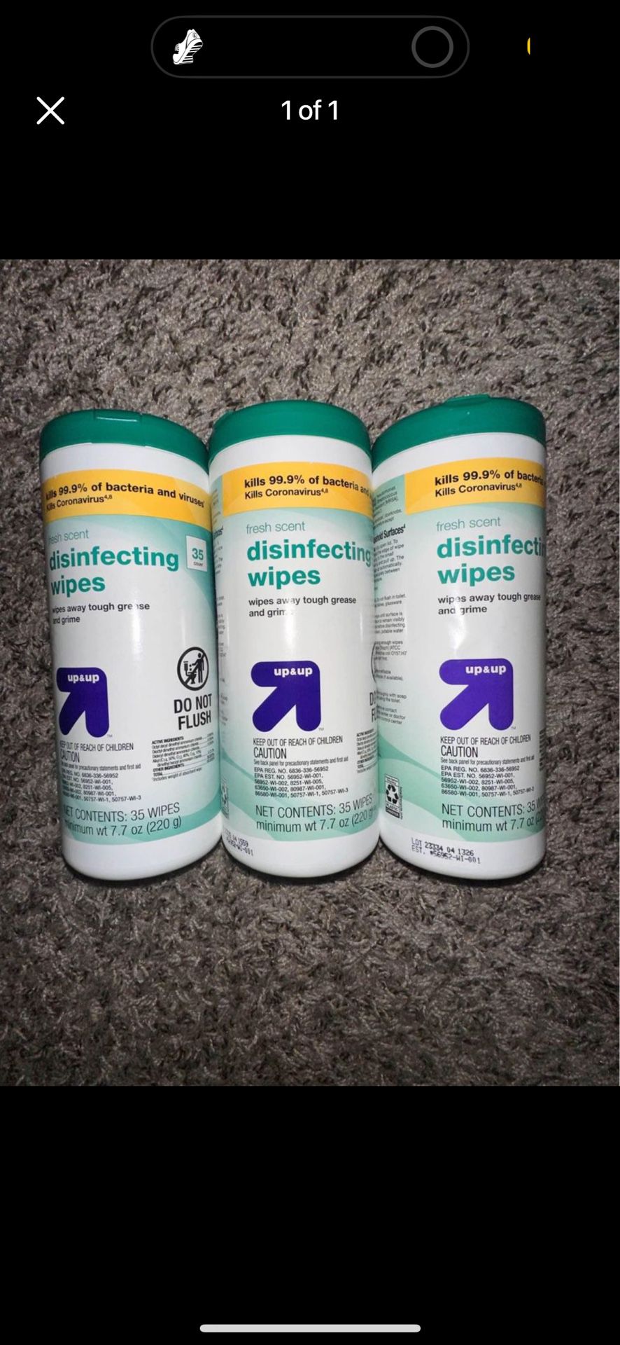 3 Pack Disinfectant Wipes 