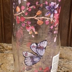 Tervis 24 Ounce Branches And Butterflies  Insulated Water Bottle Flip Lid Purple