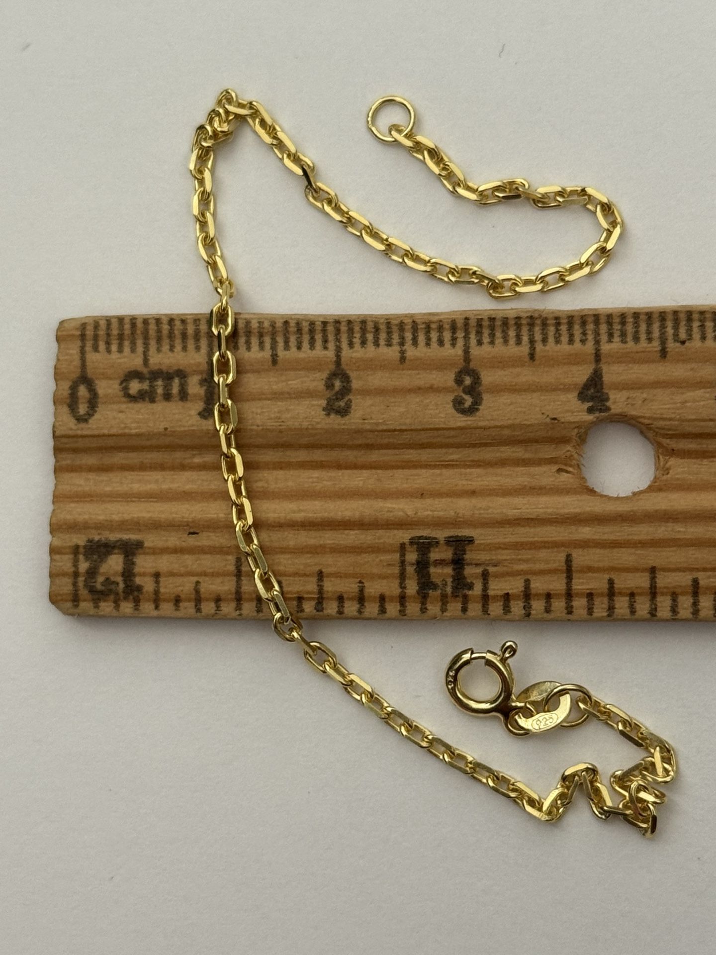 925 Silver 7.5” 2mm bracelet link chain 18k yellow gold plated Unisex