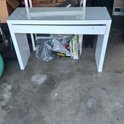 Glass top White Vanity Desk 
