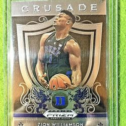 ZION WILLIAMSON ROOKIE CARD PANINI PRIZM RC DUKE JERSEY #1 PELICANS 2019 CRUSADE