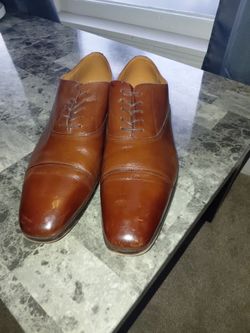 Men's Tan Leather Cap-Toe Oxford Dress Shoes