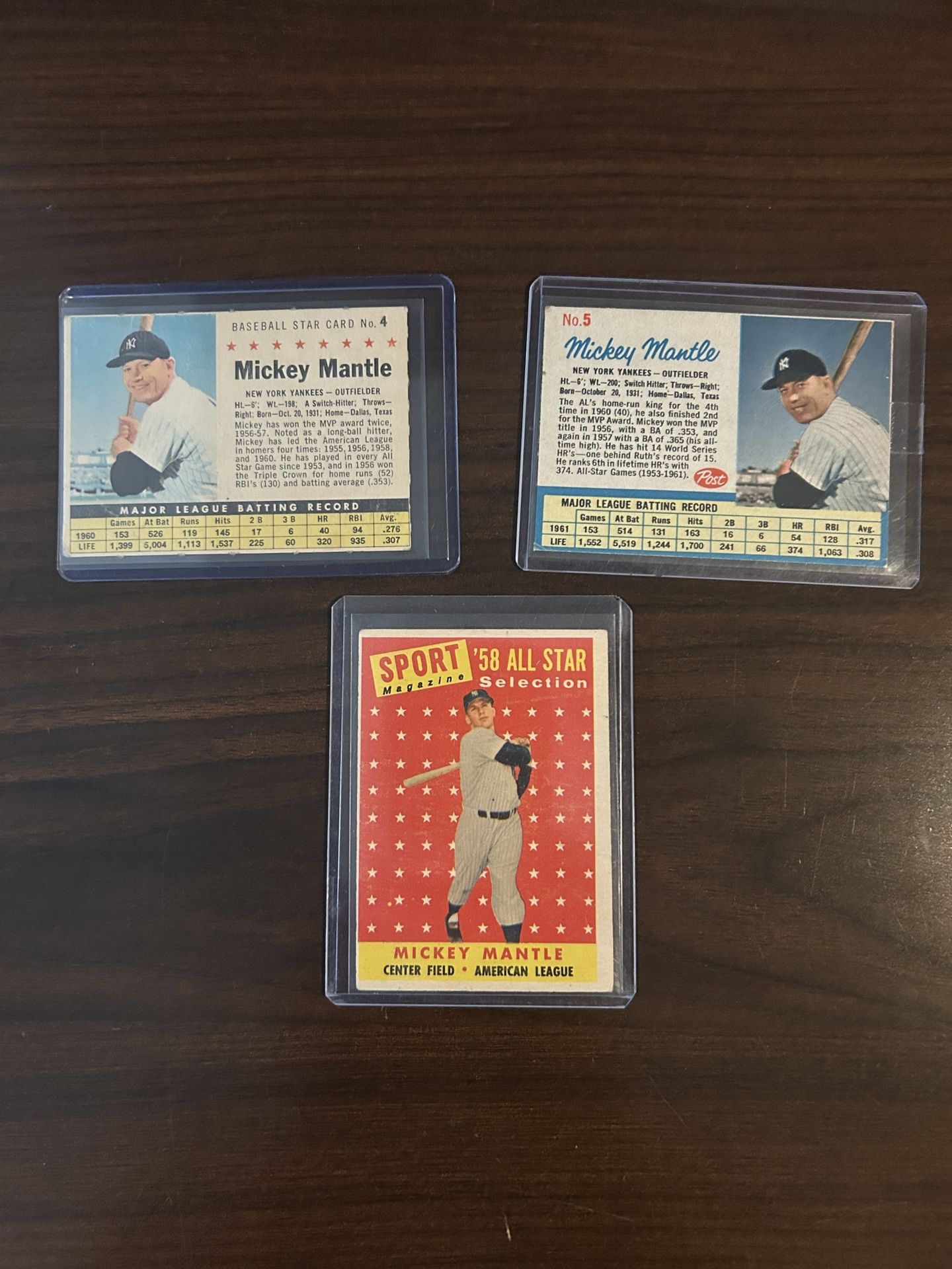 Mickey Mantle 3 Card Lot See Pics